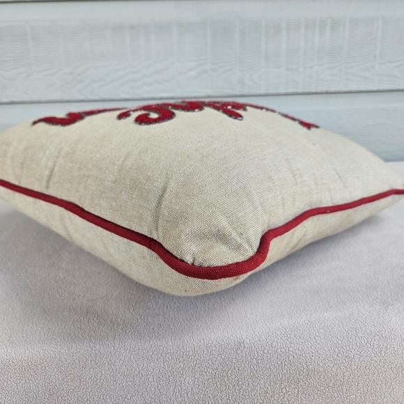 Nanette Lepore Beige Red Tis The Season Holiday Christmas Decorative Pillow 17" - Picture 6 of 12